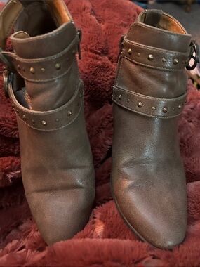 BareTraps Brown Studded Ankle Booties